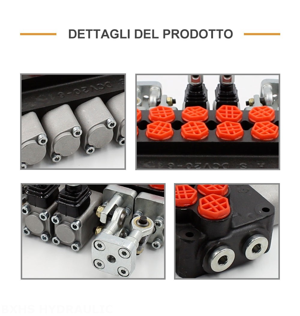 DCV20_Joystick and Manual Manuale e joystick 6 Spool Valvola direzionale monoblocco